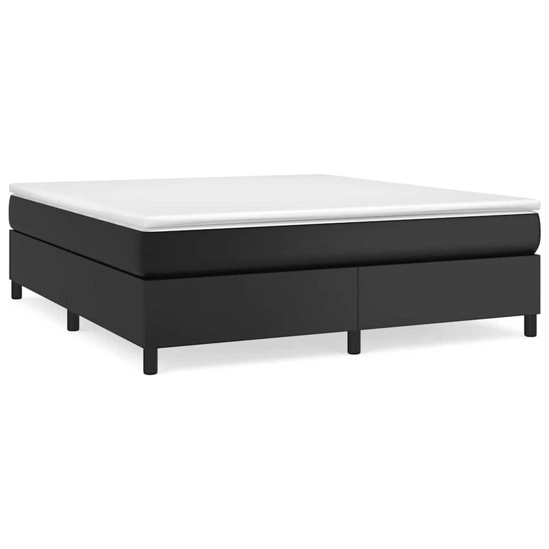 Pat box spring cu saltea, negru, 180x200 cm, piele ecologică
