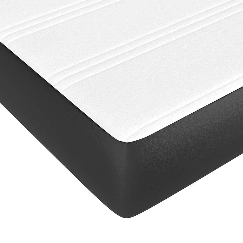 Pat box spring cu saltea, negru, 180x200 cm, piele ecologică