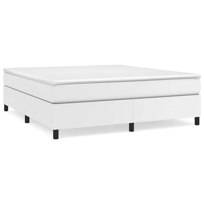 Pat box spring cu saltea, alb, 180x200 cm, piele ecologică