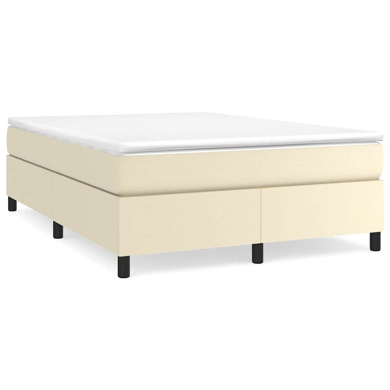 Pat box spring cu saltea, crem, 180x200 cm, piele ecologică