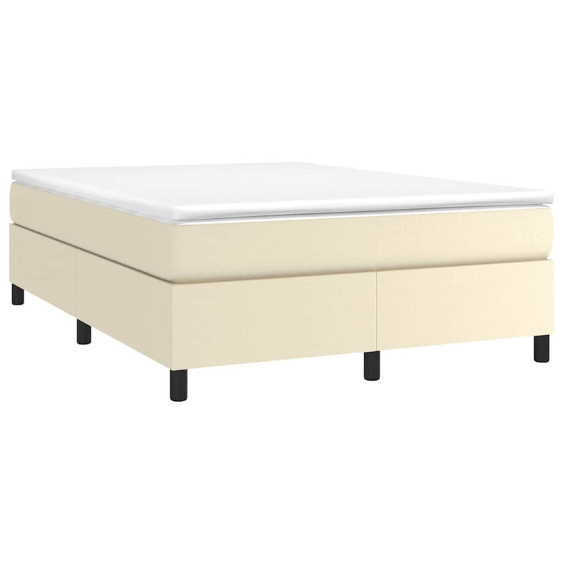 Pat box spring cu saltea, crem, 180x200 cm, piele ecologică