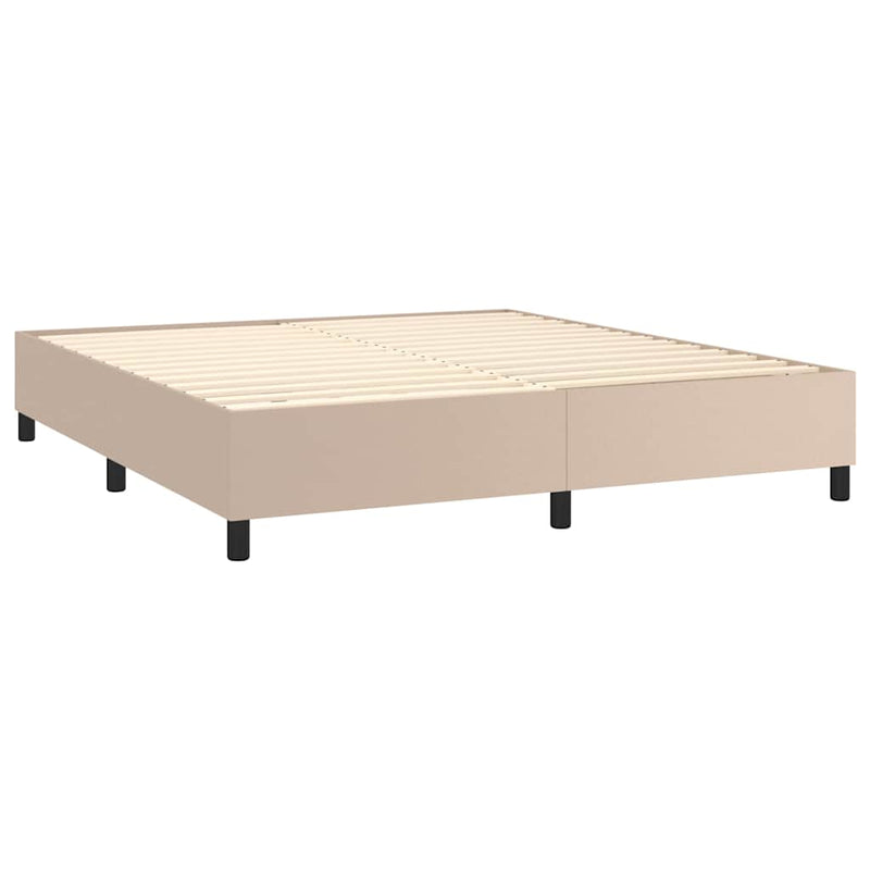 Pat box spring cu saltea, cappuccino, 180x200cm piele ecologică