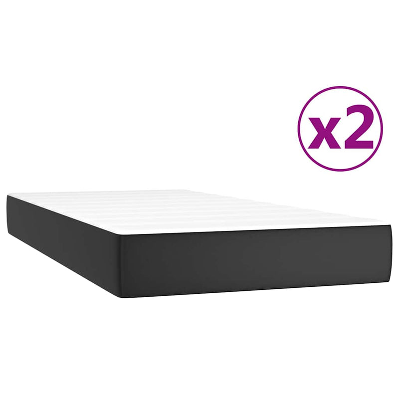 Pat box spring cu saltea, negru, 200x200 cm, piele ecologică