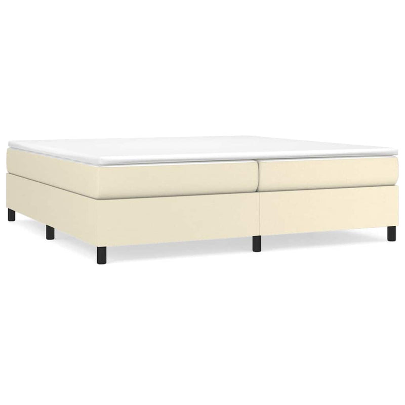 Pat continental cu saltea, crem, 200x200 cm, piele ecologică