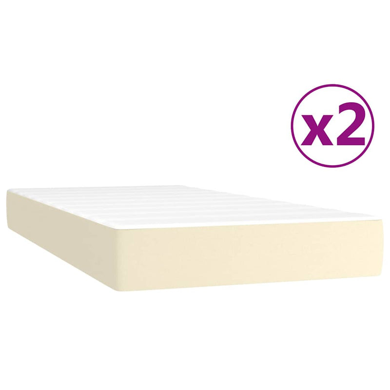 Pat continental cu saltea, crem, 200x200 cm, piele ecologică