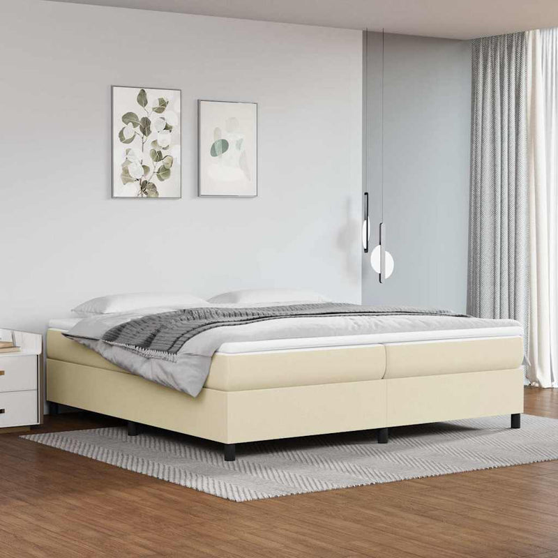 Pat continental cu saltea, crem, 200x200 cm, piele ecologică