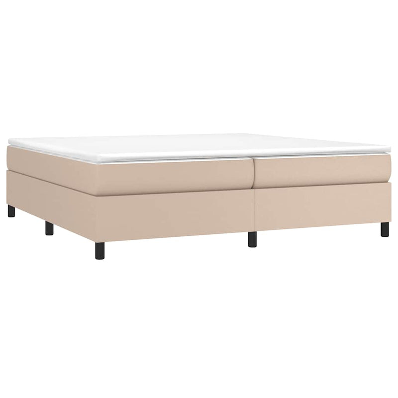Pat continental cu saltea, cappuccino, 200x200 cm, piele eco