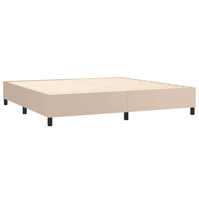 Pat continental cu saltea, cappuccino, 200x200 cm, piele eco