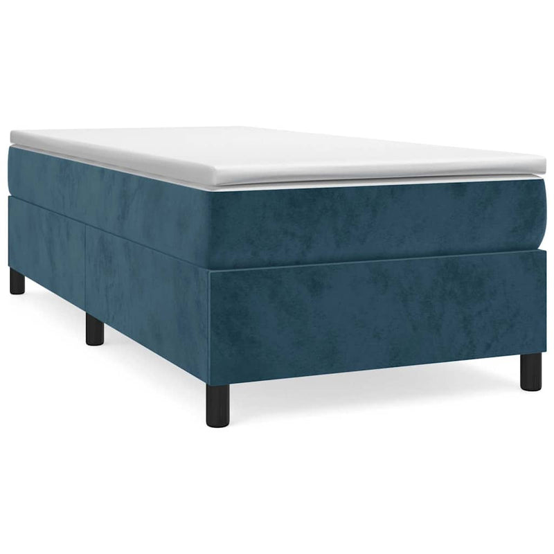 Pat box spring cu saltea, albastru închis, 80x200 cm, catifea