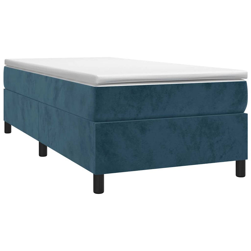 Pat box spring cu saltea, albastru închis, 80x200 cm, catifea
