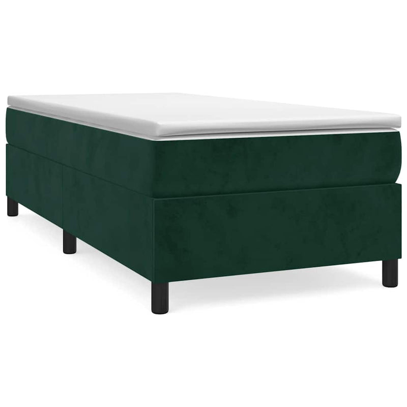 Pat box spring cu saltea, verde închis, 100x200 cm, catifea