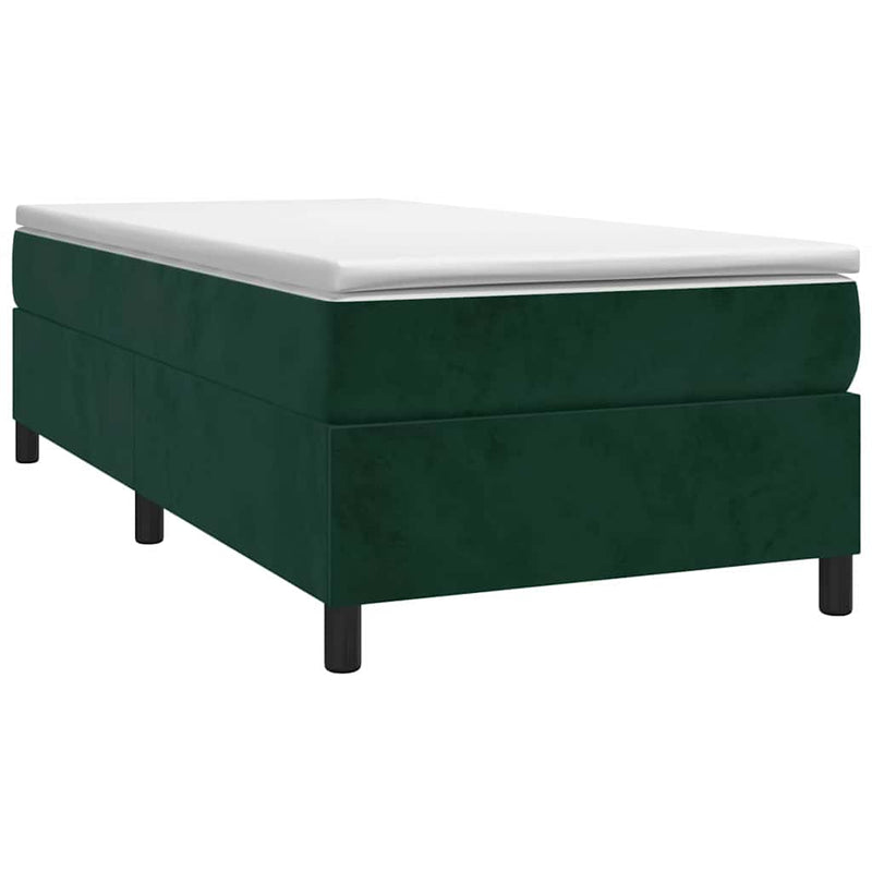 Pat box spring cu saltea, verde închis, 100x200 cm, catifea