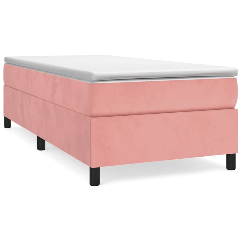 Pat box spring cu saltea, roz, 100x200 cm, catifea