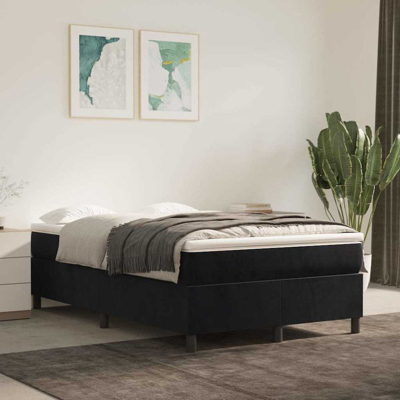 Pat box spring cu saltea, negru, 120x200 cm, catifea