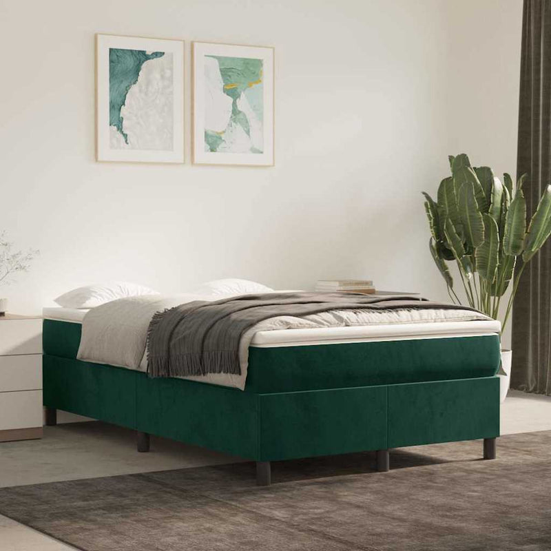 Pat box spring cu saltea, verde închis, 120x200 cm, catifea