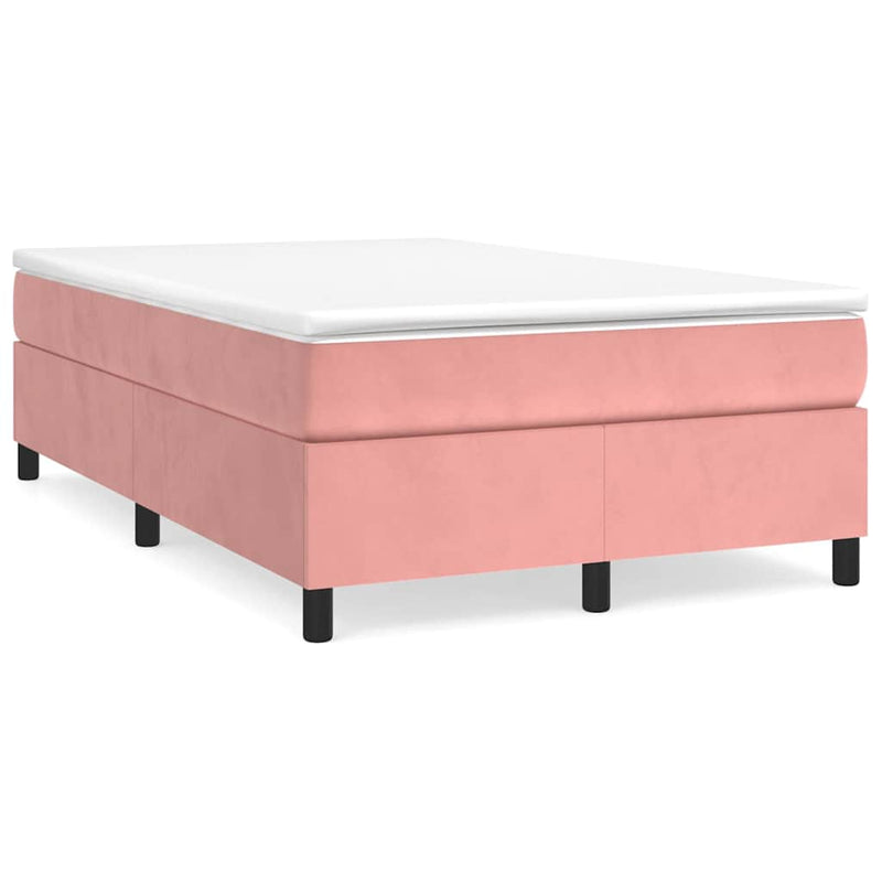 Pat box spring cu saltea, roz, 120x200 cm, catifea