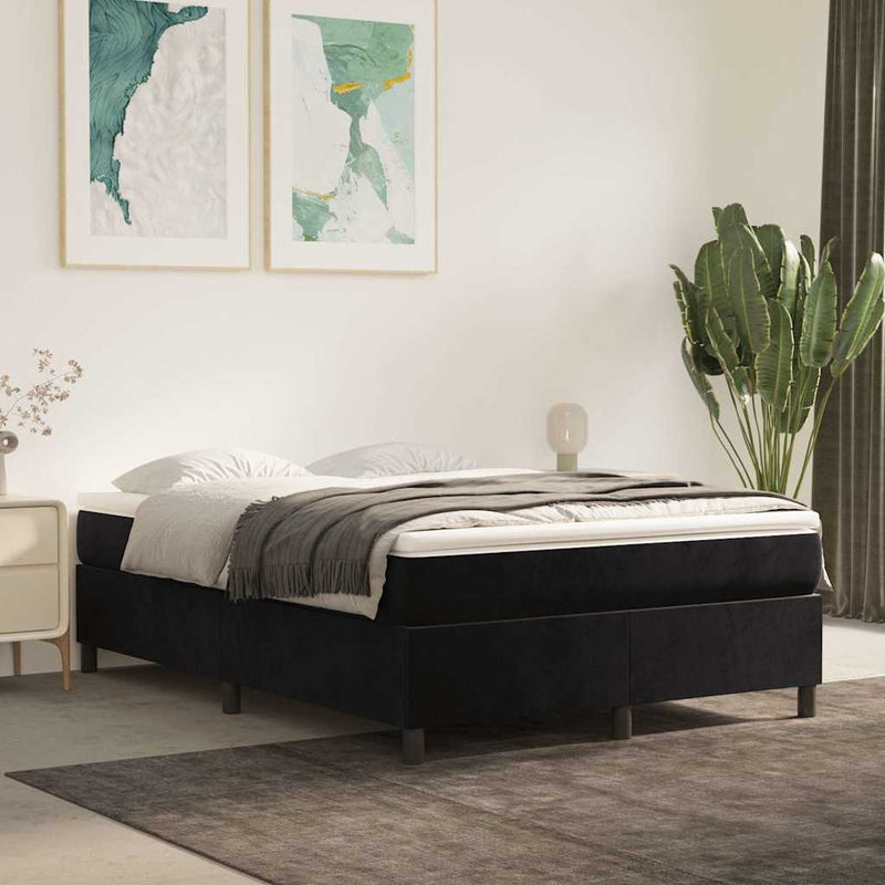 Pat box spring cu saltea, negru, 140x190 cm, catifea