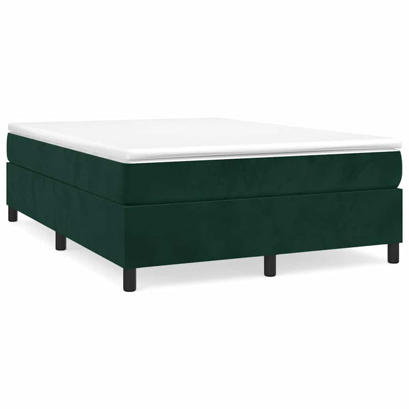 Pat box spring cu saltea, verde închis, 140x190 cm, catifea