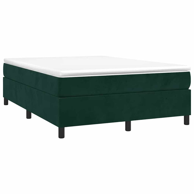 Pat box spring cu saltea, verde închis, 140x190 cm, catifea