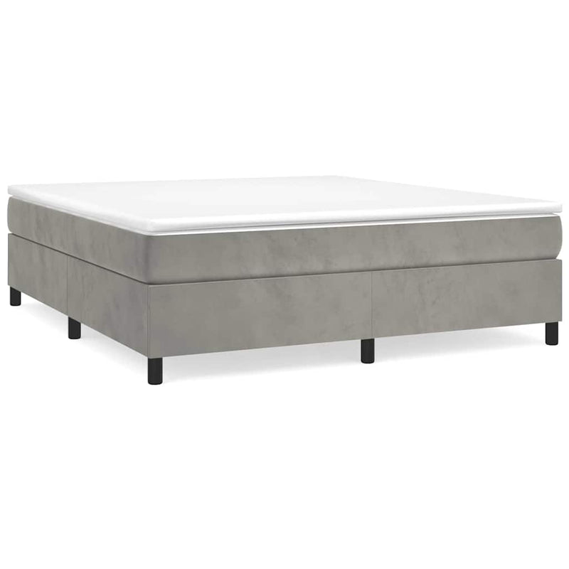 Pat box spring cu saltea, gri deschis, 160x200 cm, catifea