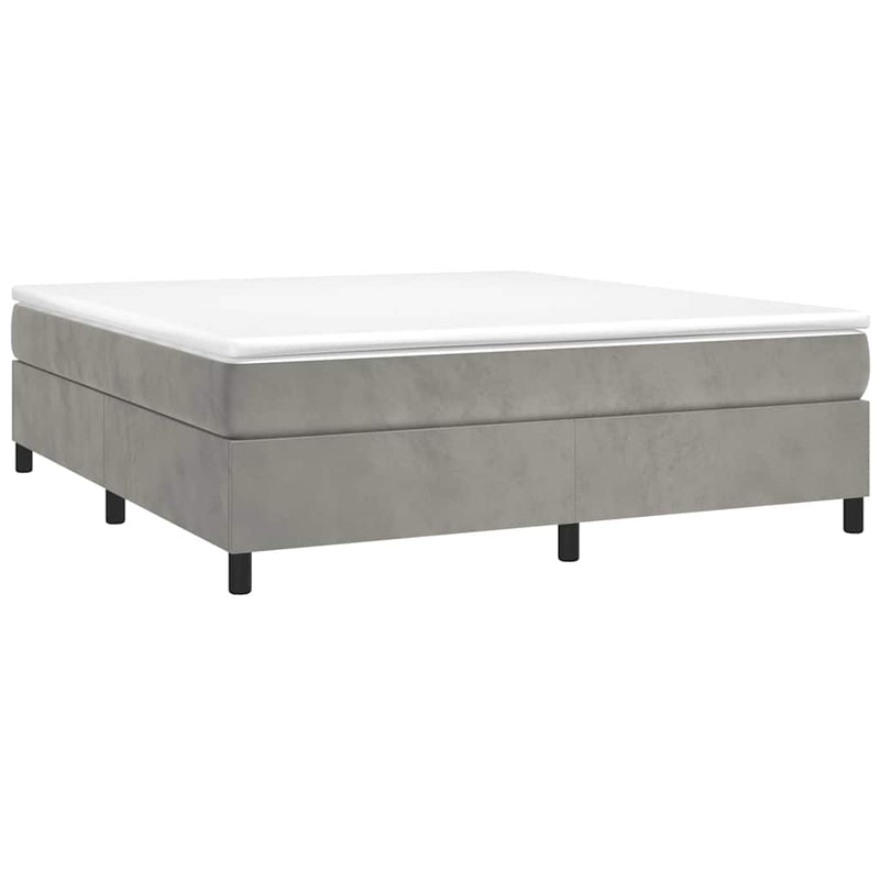 Pat box spring cu saltea, gri deschis, 160x200 cm, catifea