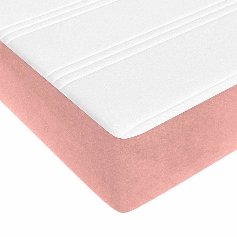Pat box spring cu saltea, roz, 160x200 cm, catifea