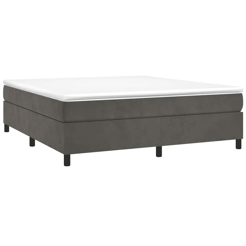 Pat box spring cu saltea, gri închis, 180x200 cm, catifea