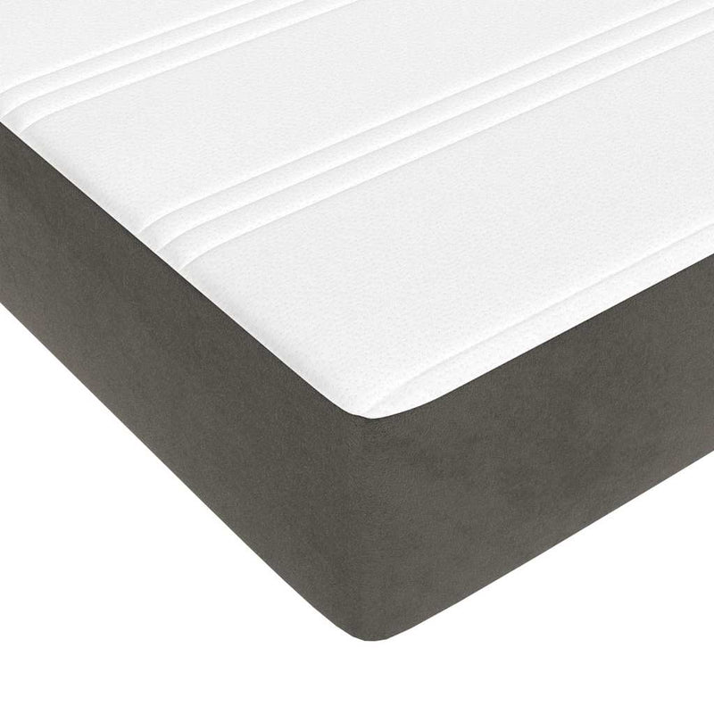 Pat box spring cu saltea, gri închis, 180x200 cm, catifea