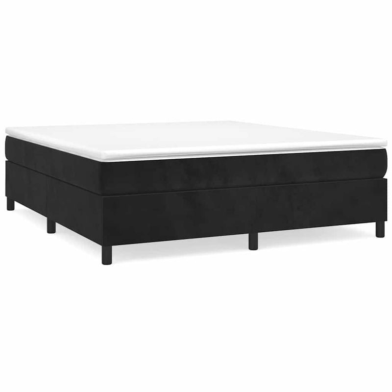 Pat box spring cu saltea, negru, 180x200 cm, catifea