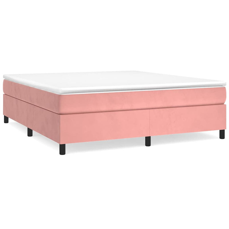 Pat box spring cu saltea, roz, 180x200 cm, catifea