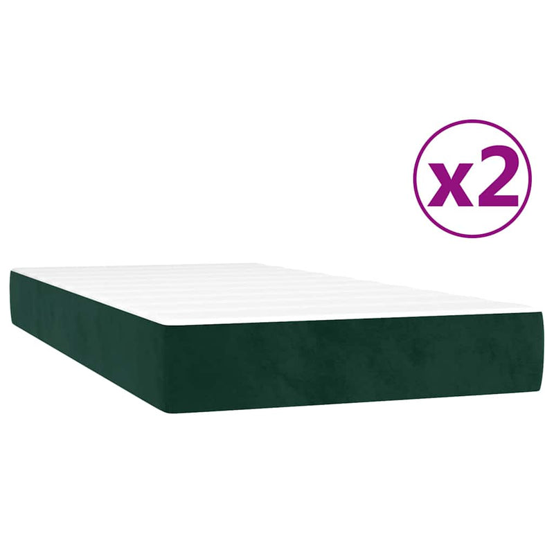 Pat box spring cu saltea, verde închis, 200x200 cm, catifea