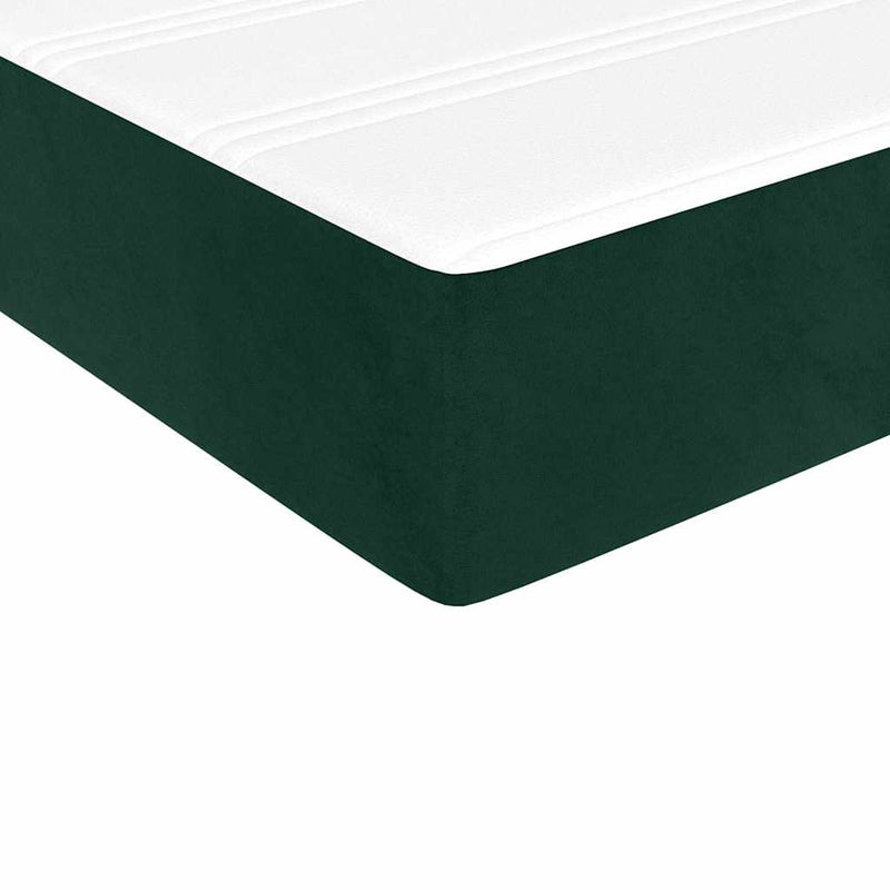 Pat box spring cu saltea, verde închis, 200x200 cm, catifea
