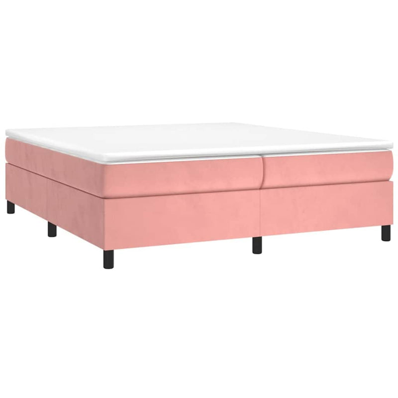 Pat box spring cu saltea, roz, 200x200 cm, catifea