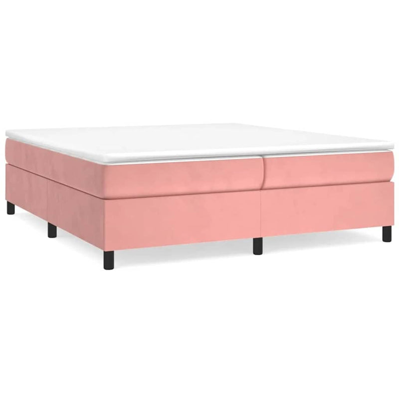 Pat box spring cu saltea, roz, 200x200 cm, catifea
