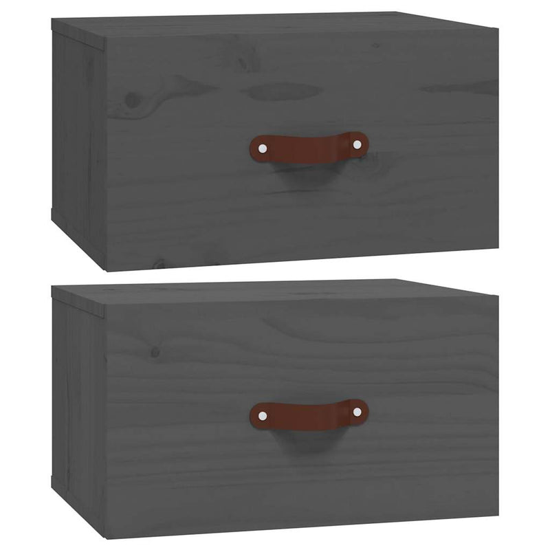 Noptiere de perete, 2 buc., gri, 40x29,5x22 cm
