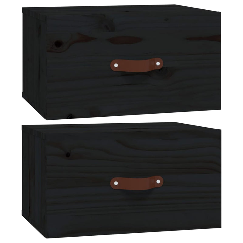 Noptiere de perete, 2 buc., negru, 40x29,5x22 cm