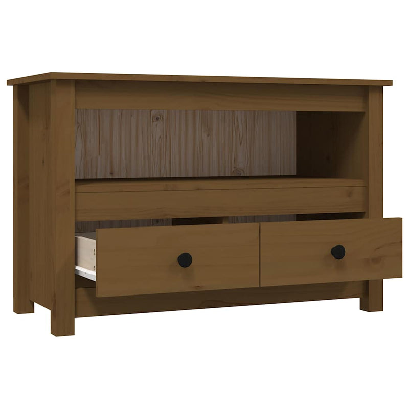 Comodă TV, maro miere, 79x35x52 cm, lemn masiv de pin