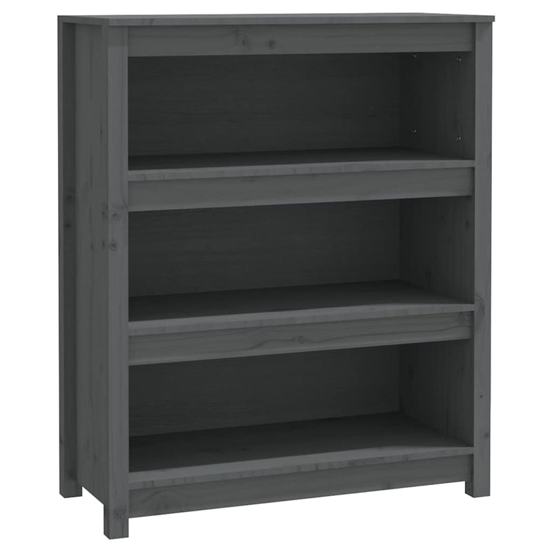 Bibliotecă, gri, 80x35x97 cm, lemn masiv de pin