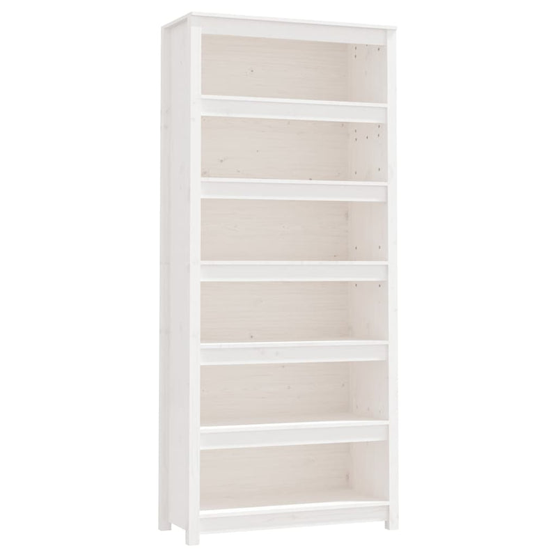 Bibliotecă, alb, 80x35x183 cm, lemn masiv de pin