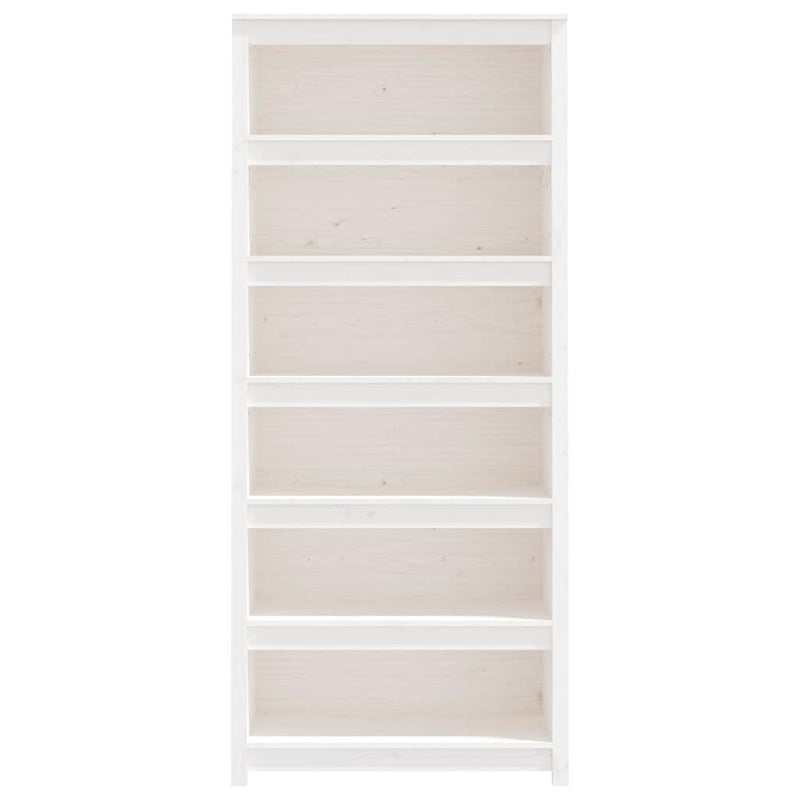 Bibliotecă, alb, 80x35x183 cm, lemn masiv de pin