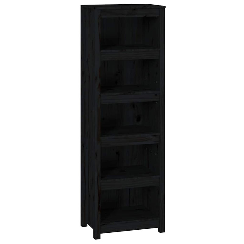 Bibliotecă, negru, 50x35x154 cm, lemn masiv de pin