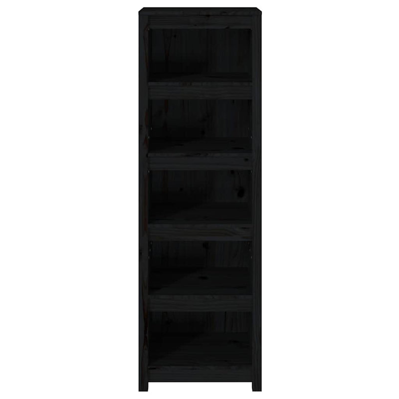 Bibliotecă, negru, 50x35x154 cm, lemn masiv de pin