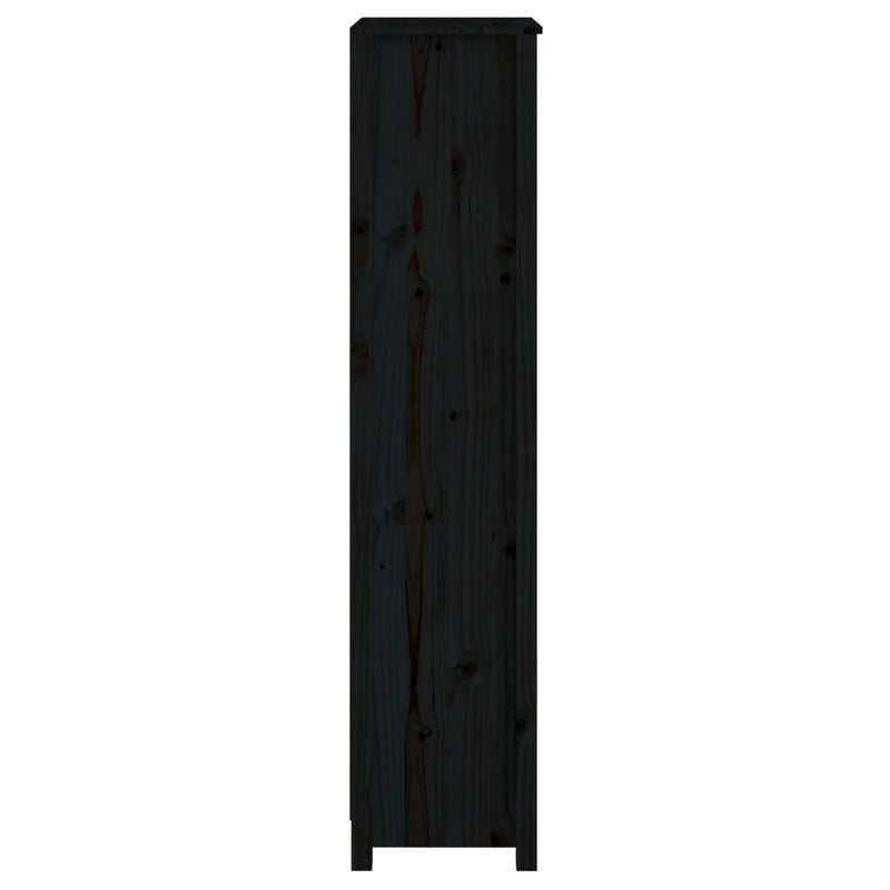 Bibliotecă, negru, 50x35x154 cm, lemn masiv de pin