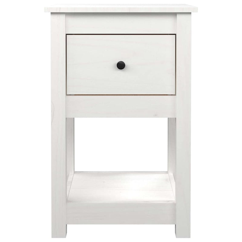 Noptiere, 2 buc., alb, 40x35x61,5 cm, lemn masiv de pin