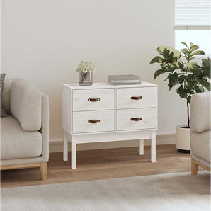 Dulap consolă, Alb, 90x40x78 cm, lemn masiv de pin
