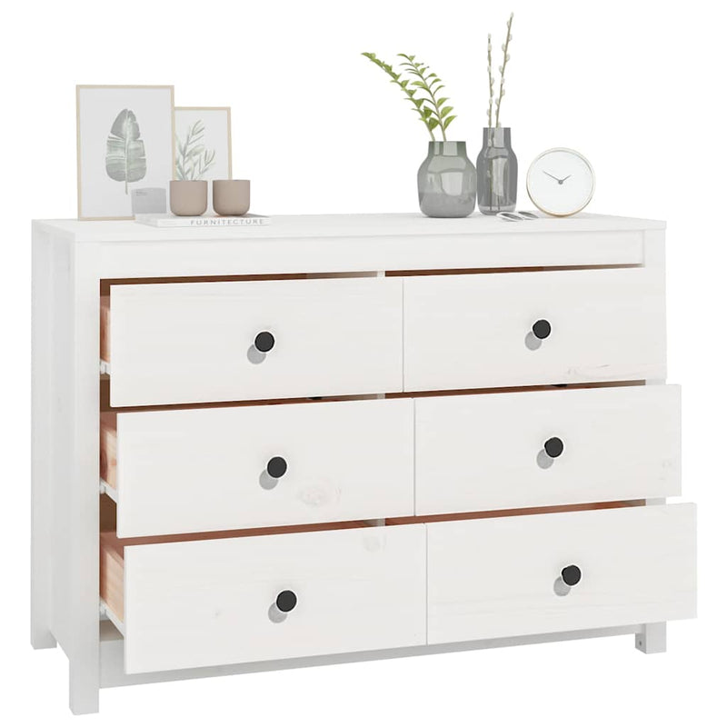 Dulap lateral, alb, 100x40x72 cm, lemn masiv de pin