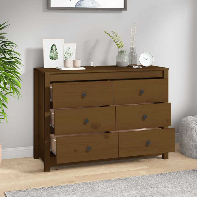 Dulap lateral, maro miere, 100x40x72 cm, lemn masiv de pin