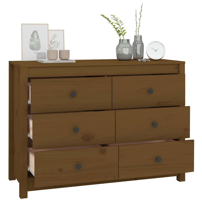 Dulap lateral, maro miere, 100x40x72 cm, lemn masiv de pin