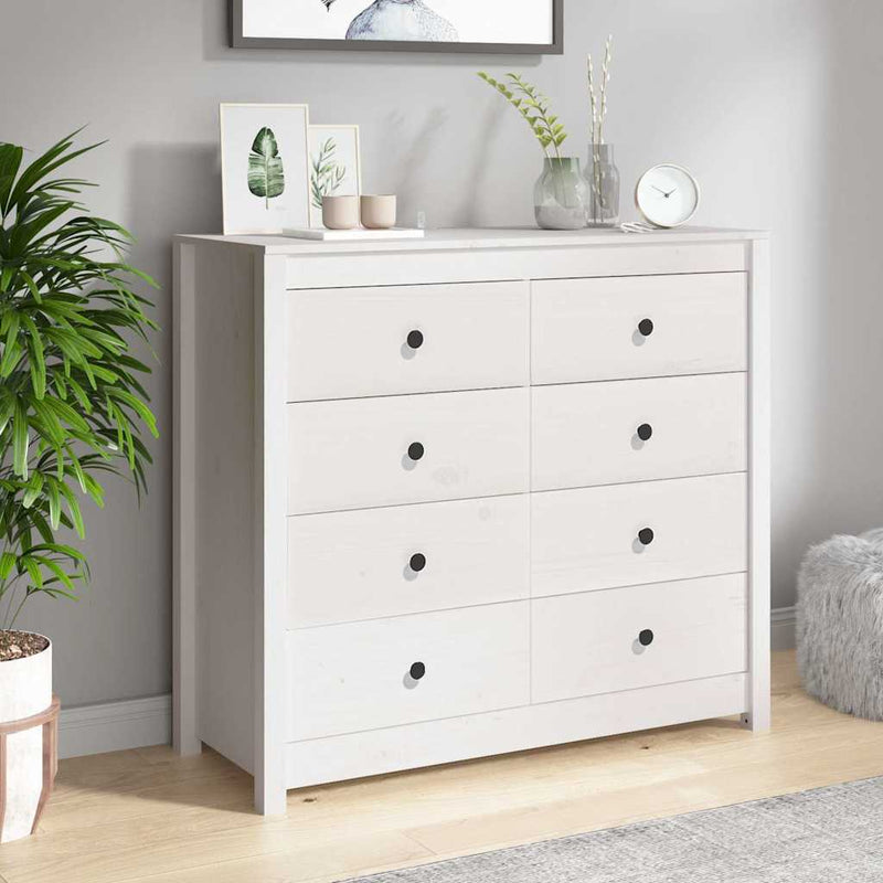 Dulap lateral, alb, 100x40x90 cm, lemn masiv de pin