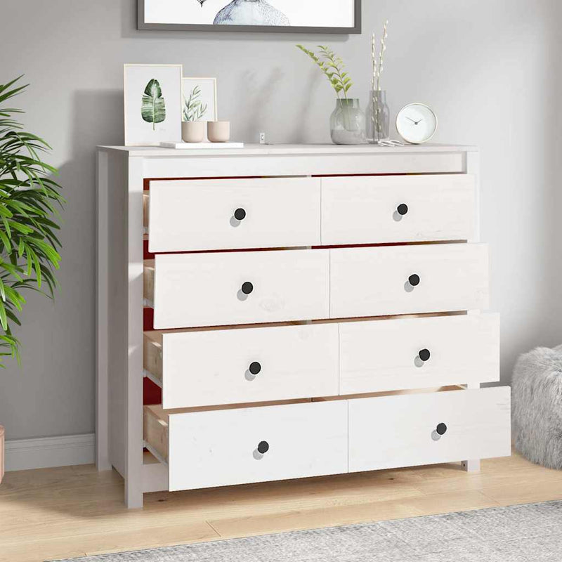 Dulap lateral, alb, 100x40x90 cm, lemn masiv de pin